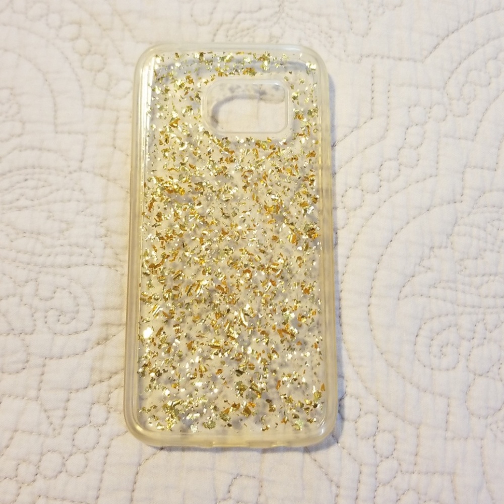 Samsung Gs7 gold glitter case